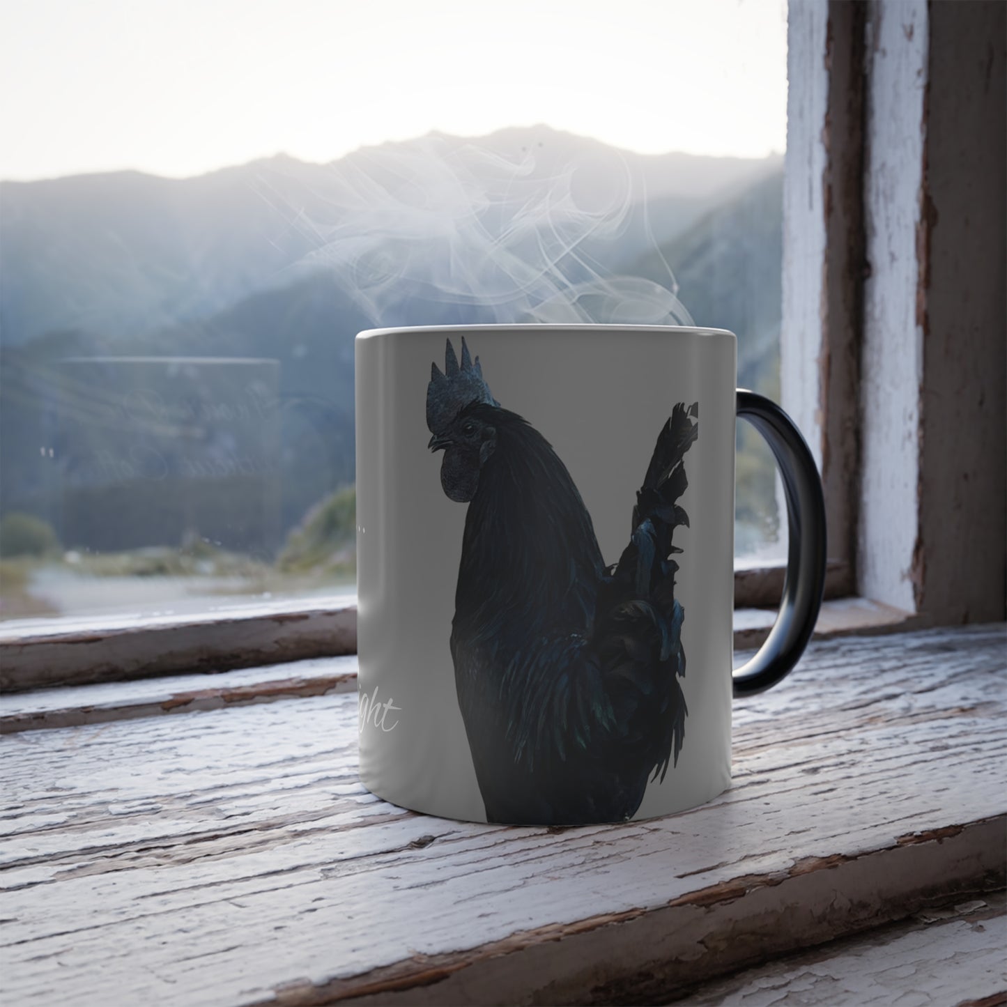 Mug Color Morphing 11oz - I Won't Die Without Coffee Mug with Scary Chicken
