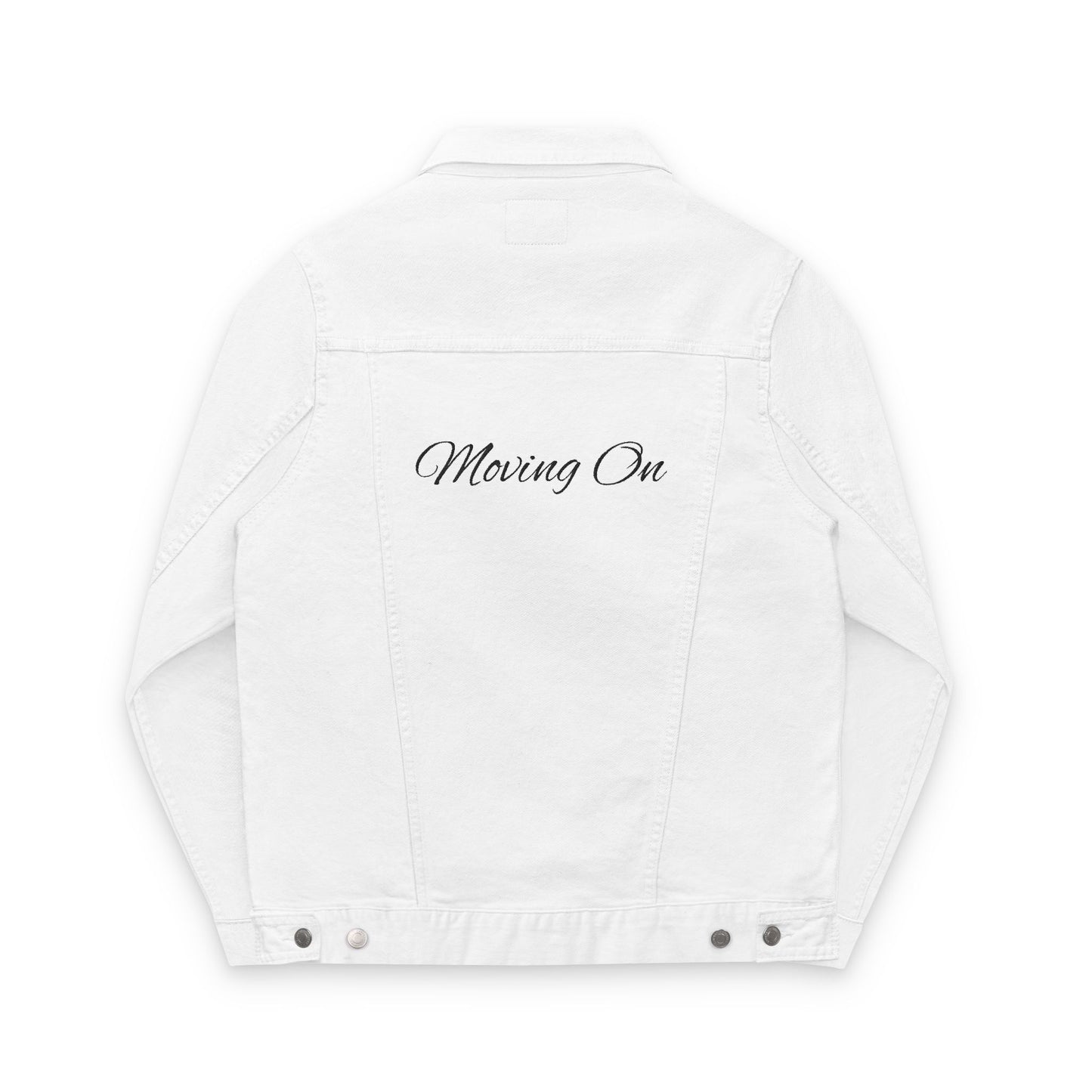Stylish Embroidered Unisex Denim Jacket, Class of 2026 Moving On, Casual Outerwear, Fashionable Gift, Trendy Layer, Statement Jacket, Everyday Wear