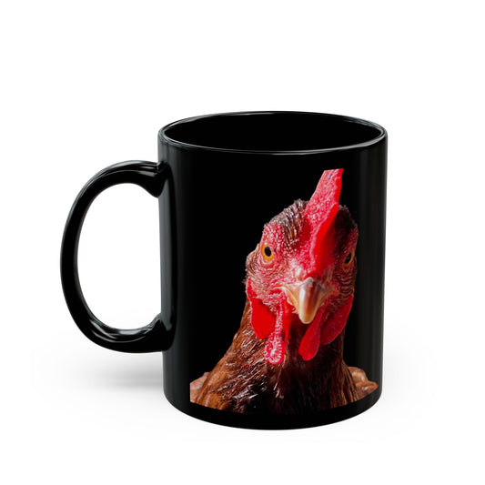 Fun Black Mug with Chicken Design - You Want to Cluck with Me? Coffee Cup, Gift for Chicken Lovers, Kitchen Decor, Funny Animal Mug