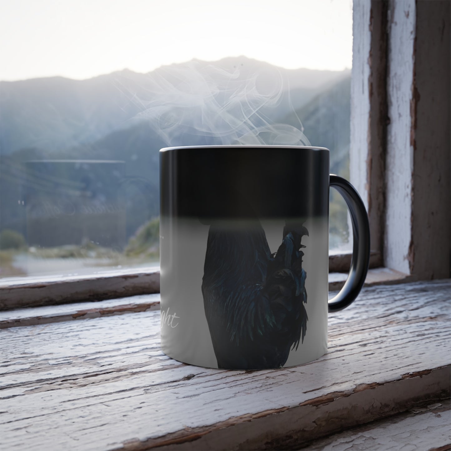 Mug Color Morphing 11oz - I Won't Die Without Coffee Mug with Scary Chicken
