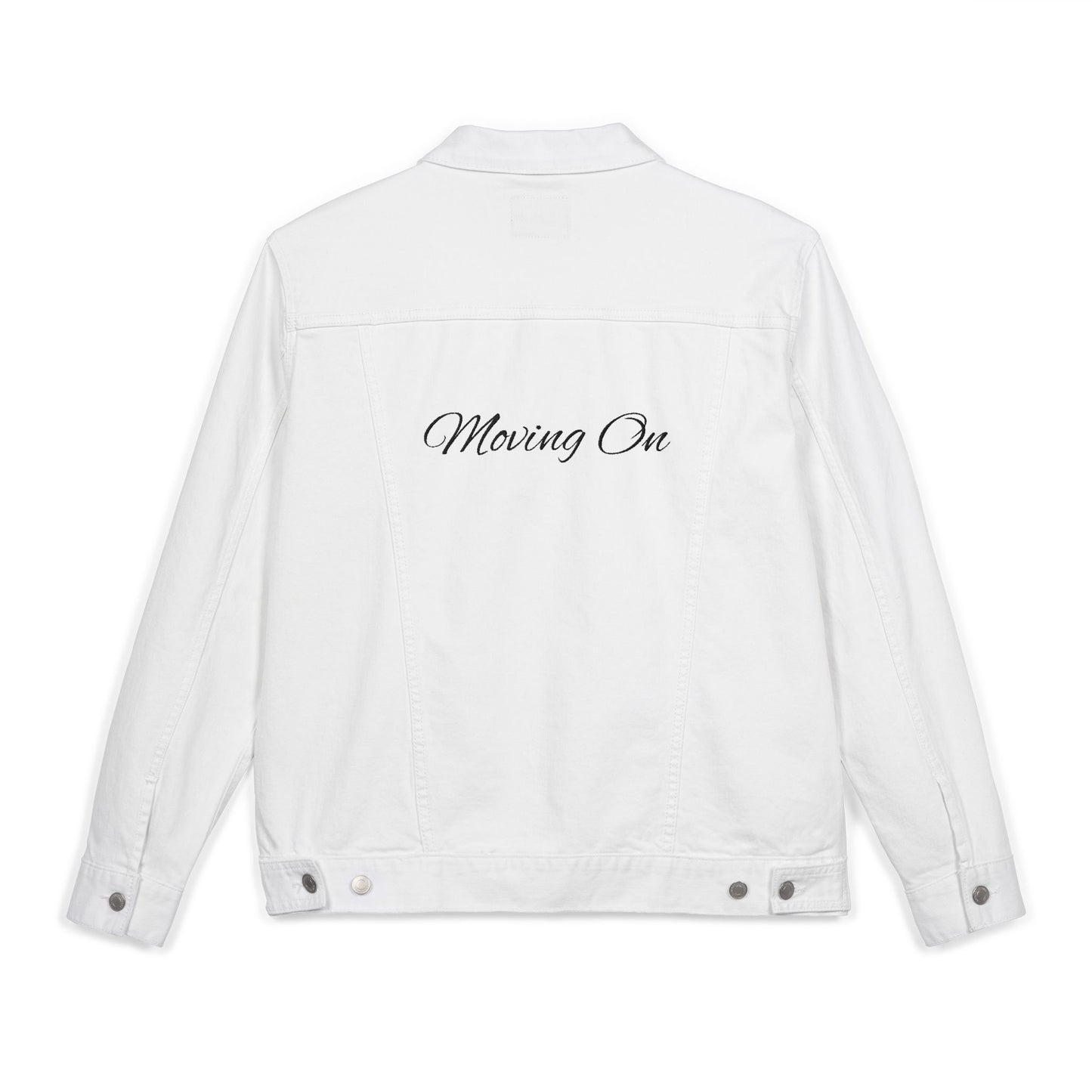 Stylish Embroidered Unisex Denim Jacket, Class of 2026 Moving On, Casual Outerwear, Fashionable Gift, Trendy Layer, Statement Jacket, Everyday Wear