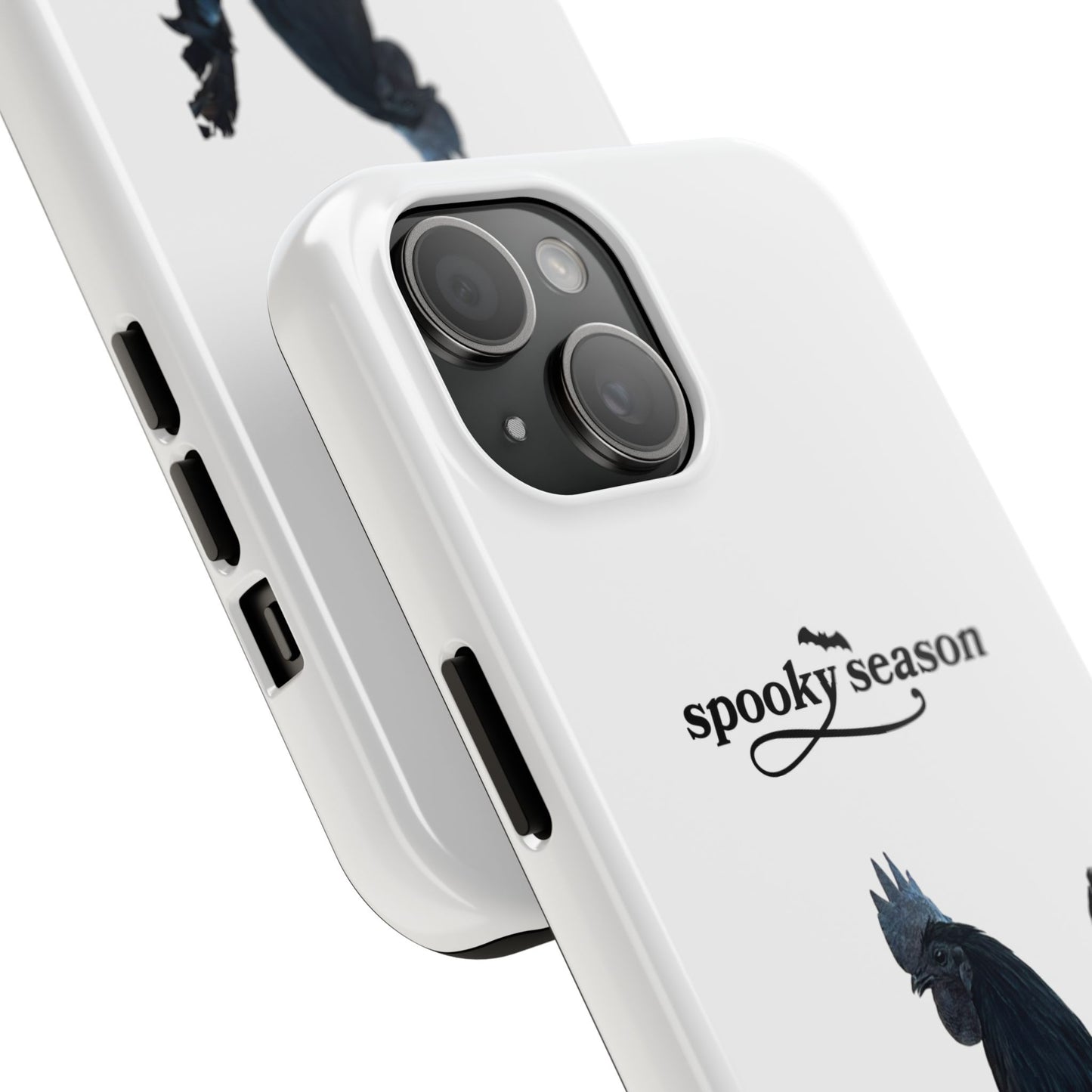 Spooky Season Phone Case, Tough Phone Cases for Halloween, Unique Cell Phone Covers, Black Chicken Design, Fall Accessories
