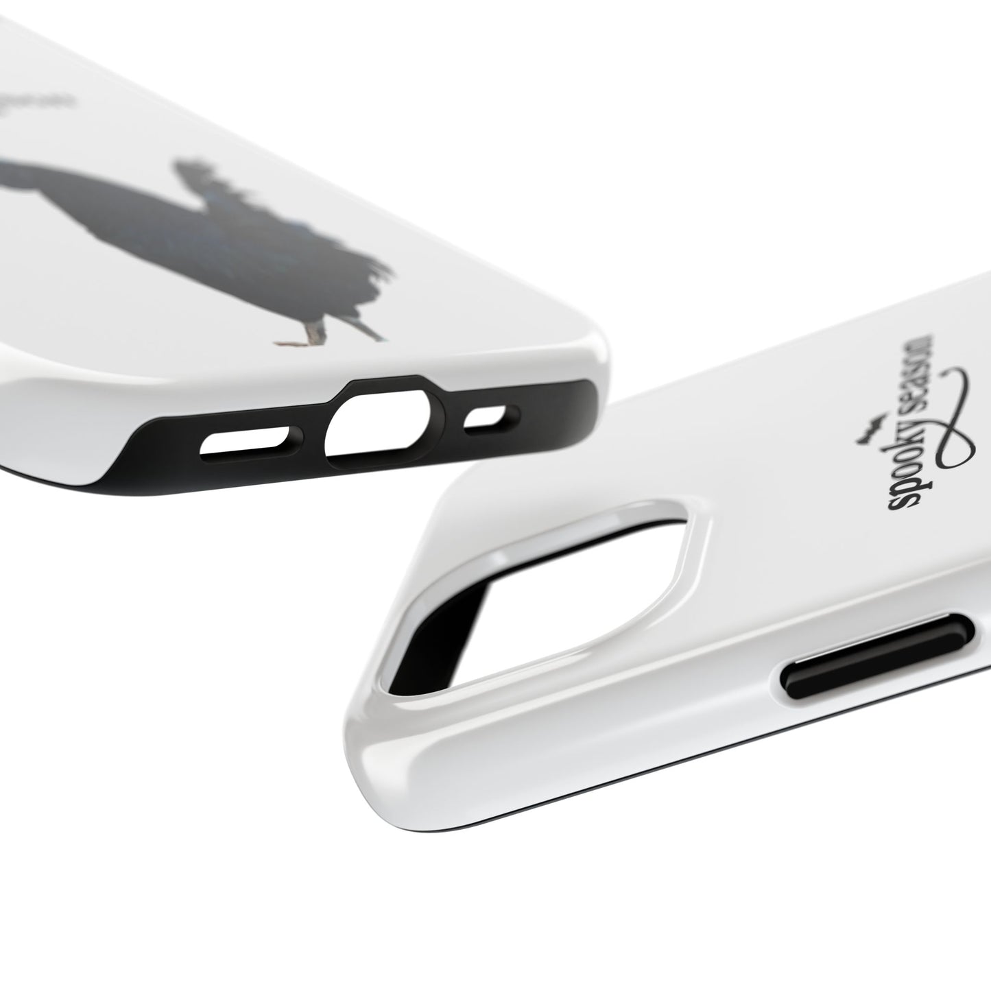 Spooky Season Phone Case, Tough Phone Cases for Halloween, Unique Cell Phone Covers, Black Chicken Design, Fall Accessories