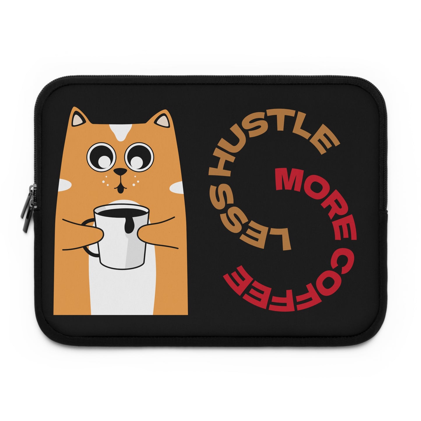 Cat Coffee Hustle Laptop Sleeve, Cute Cat Laptop Case, Gift for Cat Lovers, Funny Laptop Sleeve, Custom Tech Sleeve